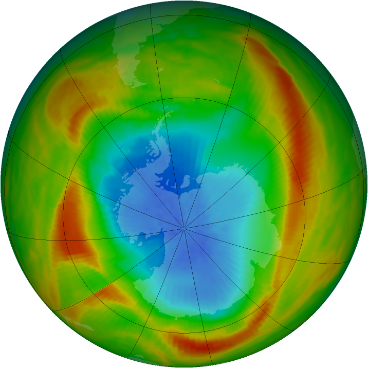 Antarctic ozone map for 27 October 1981